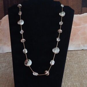 Gold Toned Crystal Faceted Beaded Necklace